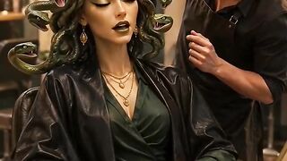 Medusa went to the beauty salon.