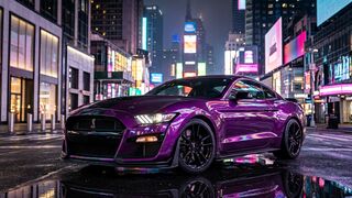 Purple Mustang Shelby GT500 Roars Through Neon New York at 3AM 🏎️💜🌃