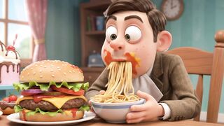 Bean Eats EVERYTHING! 😂🍕🍔 | Funny 3D Cartoon Food Challenge