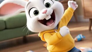 Bunny running in the room