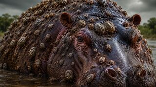 A Flock of Egrets Removes a GIANT Parasite Infestation from a Hippo