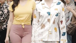 Walking with friends wearing pajamas becomes the center of attention
