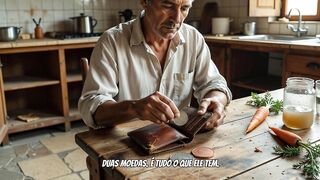 Ele entregou as duas moedas