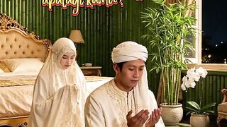 Islamic wedding couple praying together