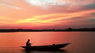 Golden Sunset on the River | Peaceful Boat Silhouette 🌅🚣