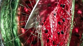 Cutting a Crystal Watermelon & Apple | Hyper-Realistic AI ASMR