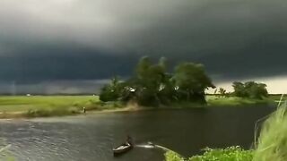 Dark Monsoon Clouds Over Village Path 🌧️🌿 | Beautiful Nature View