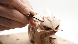 Handcrafted wooden sports motorcycle model