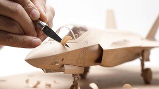 Handcrafted wooden military fighter jet aircraft model