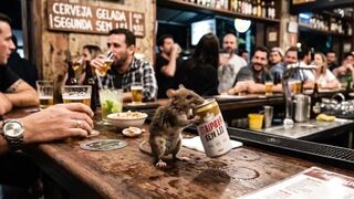 mouse drinking beer
