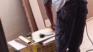 He's Very focused on what he's doing and didn't even realize that someone os recording the momento.