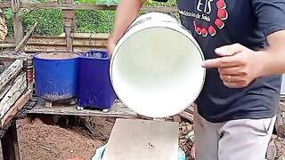 Vaso de cimento feito no balde