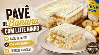 Creamy banana pavé with powdered milk. - Pavê de Banana Cremoso com Leite em Pó