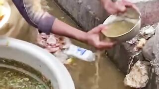 A fascinating look at traditional food preparation in an outdoor setting. A local vendor carefully