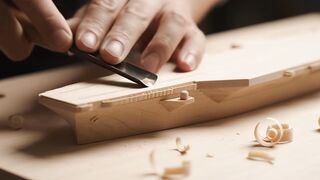 Artisan carving modern military wooden aircraft carrier