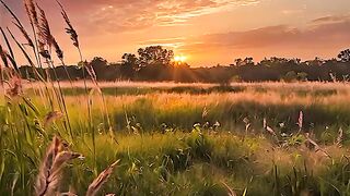Golden Sunset in the Countryside 🌅 | Peaceful Meadow & Tall Grass | Relaxing Nature Scenery