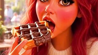 ASMR comendo waffles com nutella