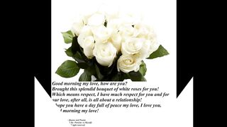 Good morning my love, brought a white rose bouquet, love you! [Message] [Quotes and Poems]