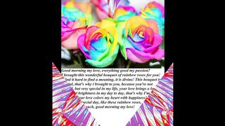Good morning my love, brought a bouquet of rainbow roses, love you! [Message] [Quotes and Poems]