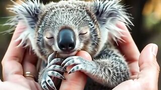 "POV: Baby koala won't let go of my thumb! 🐨💍 (Mom's heart = MELTED!)"