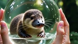 "POV: A baby platypus floated up to me in a flying water balloon 🫧🦆✨"