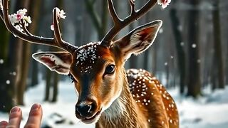 "POV: A deer with cherry blossom branches sprouting from its head has chosen me 🦌🌸"