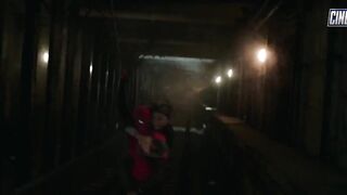 SPIDERMAN NO WAY HOME: Subway Train Dodge & Manhole Exit Scene HD