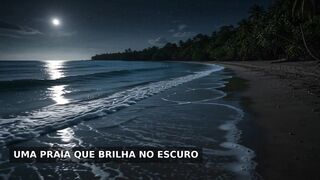 A praia que brilha no escuro