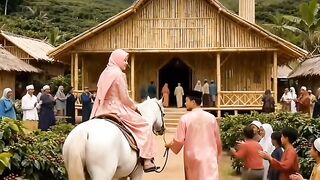 Muslim wedding arrival — traditional village romance (atau) Beautiful islamic couple — traditional village