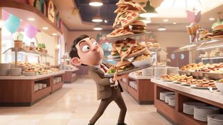 Bean Goes Crazy at the All-You-Can-Eat Buffet! 😂🍔🍕 | Funny 3D Cartoon