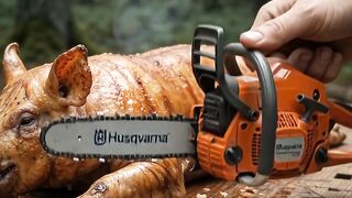 Mini Chainsaw vs. Roast Pig