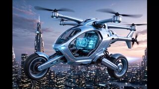 #tridrone fusão de triciclo futurista com drone.