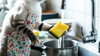Washing the dishes