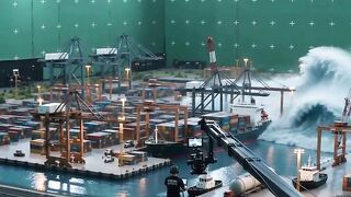 Filmmaking Container Port Storm Simulation