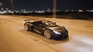 MATTE BLACK SUPERCAR AT NIGHT 🖤🔥 | Engine Sound + Highway in 4K 8