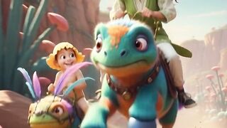 Cute little boy and girl in imagination jungle