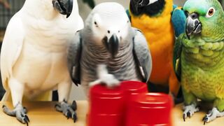 Wow magic game playing parrots