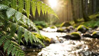 Uma floresta deslumbrante enquano o sol nasce