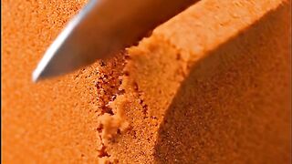 Slicing an Orange Kinetic Sand Block | Crispy ASMR Sounds