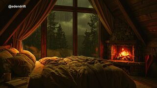 🌧️ Cozy Bedroom in the Rain  Fireplace & Pure Rain Sounds 🔥