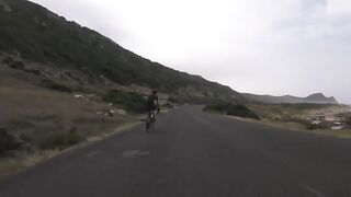 Cyclists chased by an ostrich. The funniest thing you'll see today.