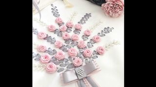 How to make ribbon work flowers bedsheet