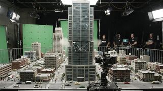 FILMMAKING CREW COLLAPSING MINIATURE SKYSCRAPER