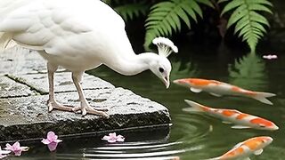 The White Peacock’s Stunning Rainy Garden Moment 🦚🌧️✨