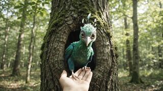 Verdalume_bird_emerging_on_hand