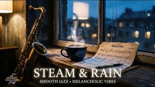Steam & Rain - Rainy Smooth Jazz & Cozy Coffee House | Late Night Focus & Sleep Music