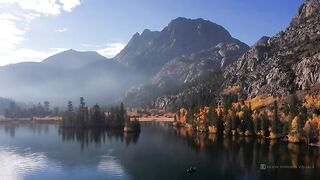 Drone flight over Silver Lake, on the June Lake Loop.
