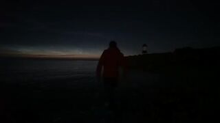 Bioluminescent plankton creates a light spectacle in the sea.