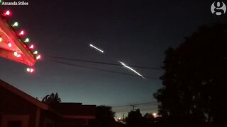 Social media videos capture SpaceX streaking across California skies.
