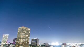 SpaceX Falcon 9 launch over dowtown Los Angeles.
